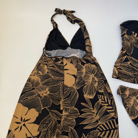 Lauren Ralph Lauren 3 Piece Swim Set Tankini Set Swim Cover Womens Size 8 - Picture 11 of 11